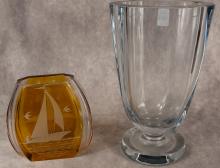 TWO CRYSTAL VASES