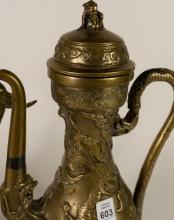 PAIR OF CHINESE BRASS COFFEE POTS