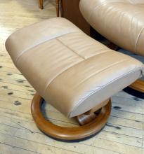 STRESSLESS LEATHER RECLINER AND FOOTSTOOL