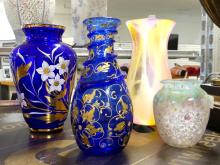 FOUR ART GLASS VASES