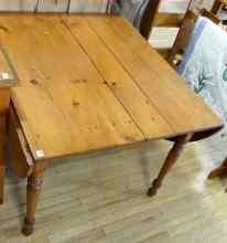 PRIMITIVE PINE DROP-LEAF KITCHEN TABLE