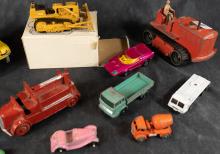 TWELVE VINTAGE TOY VEHICLES