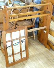 PINE QUILT RACK AND WALL MIRROR