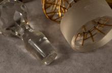 BOHEMIAN OVERLAY CRYSTAL JAR AND DECANTER