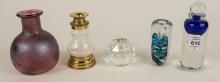 SCENT BOTTLES, VASES AND CANDLEHOLDER