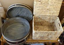 WOODEN TRAYS, BOX AND BASKET