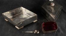 STERLING CONDIMENT AND SILVERPLATE BOX