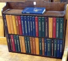 SET OF LEATHER BOUND NATURE BOOKS WITH SHELF