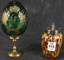 FABERGE STYLE EGG AND MURANO CONDIMENT