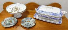 TUREEN, STAND AND TWO PLATES