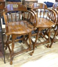 SIX OAK BAR STOOLS