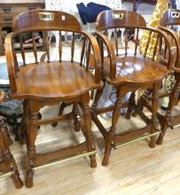 SIX OAK BAR STOOLS