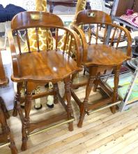 SIX OAK BAR STOOLS