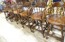 SIX OAK BAR STOOLS