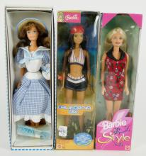 3 BARBIES IN BOXES