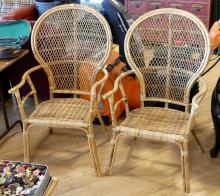 BAMBOO AND WICKER ARMCHAIRS