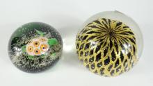 TWO ART GLASS PAPERWEIGHTS