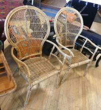 BAMBOO AND WICKER ARMCHAIRS