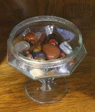 TWO BOWLS WITH VARIOUS STONES