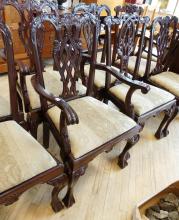 SET OF TEN CHIPPENDALE DINING CHAIRS