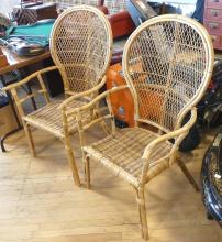 BAMBOO AND WICKER ARMCHAIRS