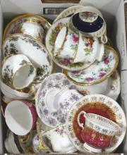 BOX LOT OF CUPS AND SAUCERS