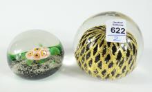 TWO ART GLASS PAPERWEIGHTS