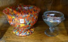 TWO BOWLS WITH VARIOUS STONES