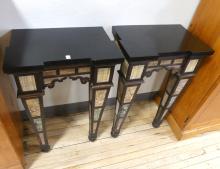 PAIR OF MARBLE INLAY CONSOLE TABLES