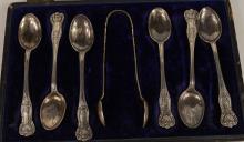 STERLING TEASPOONS & SUGAR TONGS