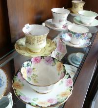 NINE PARAGON CUPS AND SAUCERS