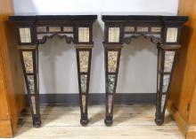 PAIR OF MARBLE INLAY CONSOLE TABLES