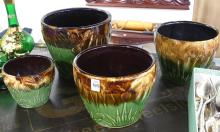 FOUR ROSEVILLE POTTERY PLANTERS