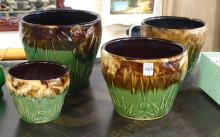 FOUR ROSEVILLE POTTERY PLANTERS