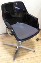 TWO BLACK ACRYLIC OFFICE CHAIRS