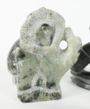 FOUR INUIT SOAPSTONE CARVINGS