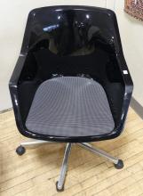 TWO BLACK ACRYLIC OFFICE CHAIRS