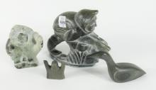 FOUR INUIT SOAPSTONE CARVINGS