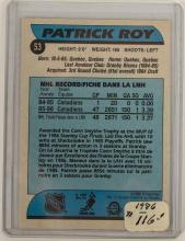 PATRICK ROY ROOKIE CARD
