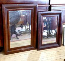 TWO ANTIQUE MAHOGANY WALL MIRRORS