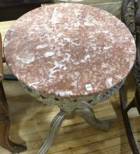 PAINTED MARBLE TOP LAMP TABLE