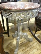 PAINTED MARBLE TOP LAMP TABLE