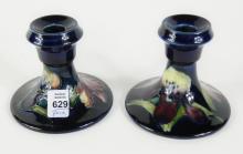 PAIR OF MOORCROFT "ORCHIDS" CANDLEHOLDERS