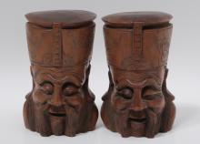 CARVED WOOD BOOKENDS