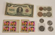 COINS, STAMPS AND $1 BILL