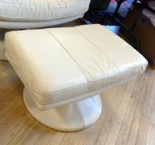 LEATHER ARMCHAIR AND FOOTSTOOL