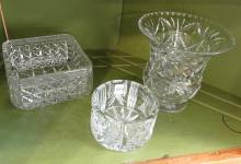 TWO CRYSTAL BOWLS AND VASE