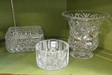 TWO CRYSTAL BOWLS AND VASE