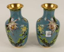 PAIR OF CLOISONNE VASES