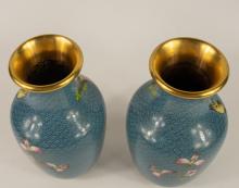 PAIR OF CLOISONNE VASES